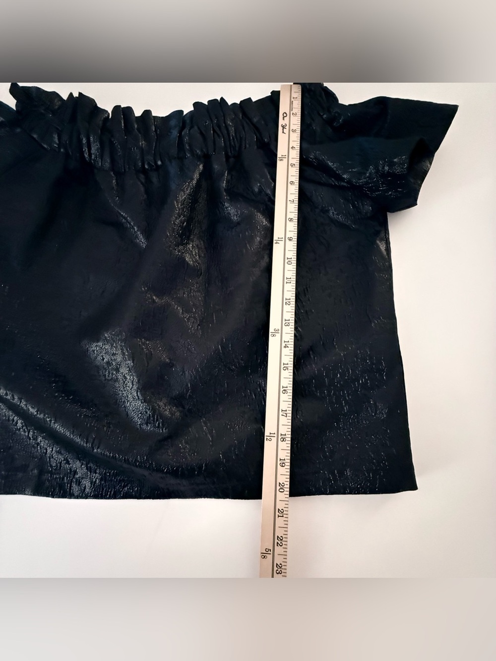 ASOS Black Off-Shoulder Ruffle Faux-Leather Top - Picture 5 of 7